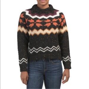 Gemelli Italian Wool Blend Marled Fair Isle Sweater, small